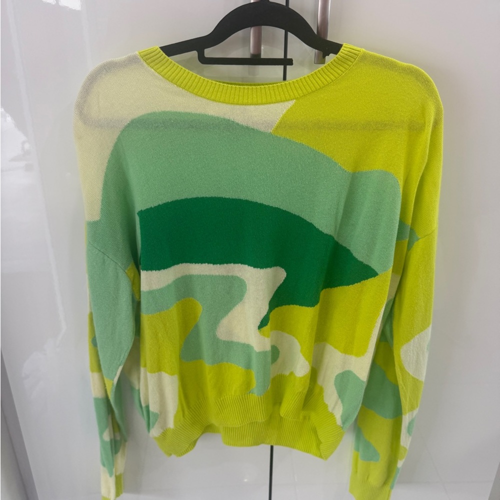Future Collective with Alani Noelle Lime Green Abstract Women's Sweater - Picture 2 of 7